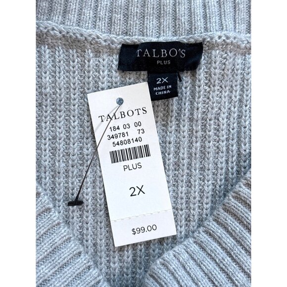 Talbots Sweater Size 2X Plus Gray Boat Neck Ribbed Tunic Cotton Blend NWT - Picture 6 of 8